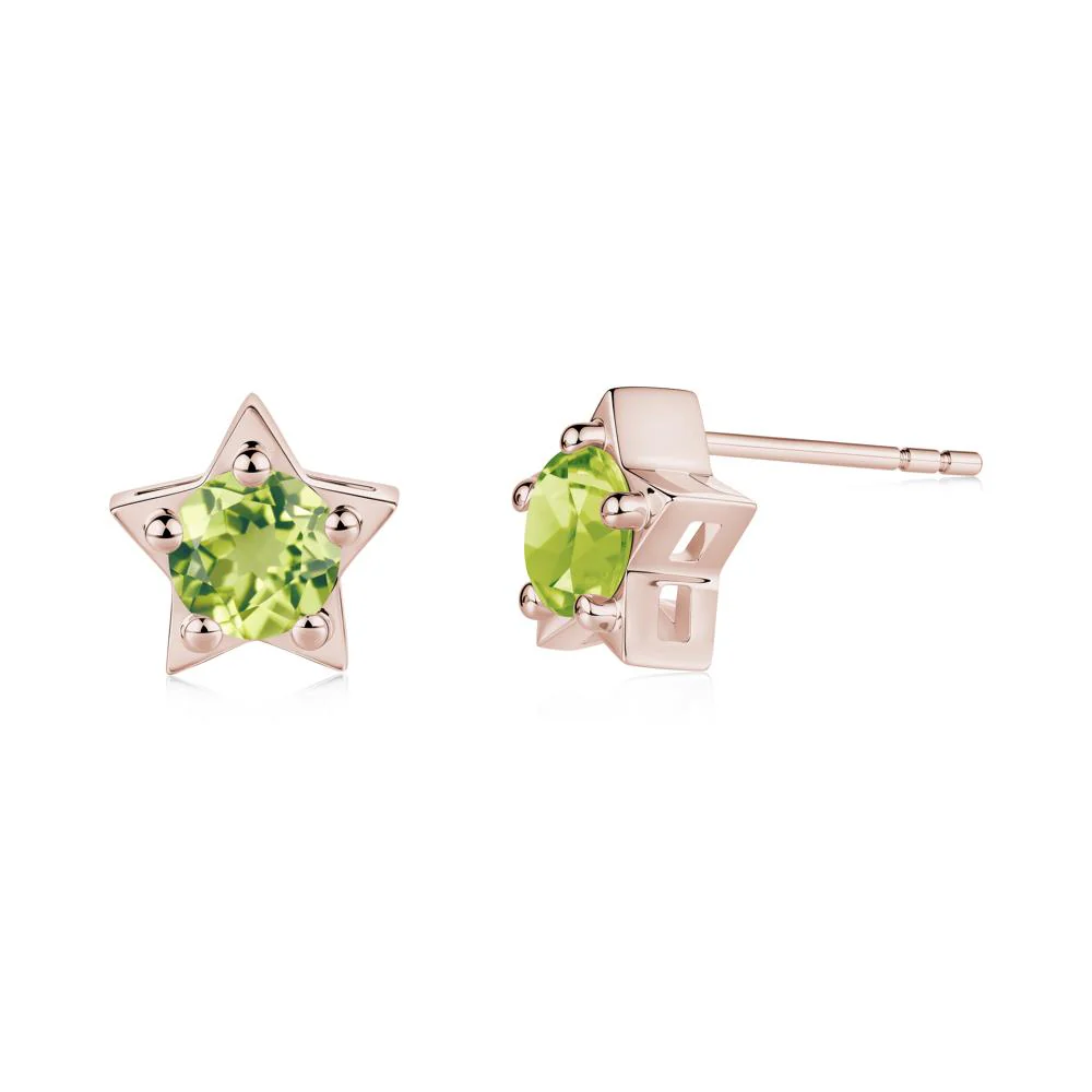 Star Round Peridot Stud Earrings - Image 9