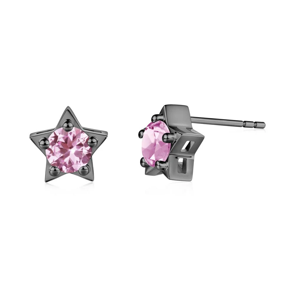 Star Round Pink Sapphire Stud Earrings - Image 3