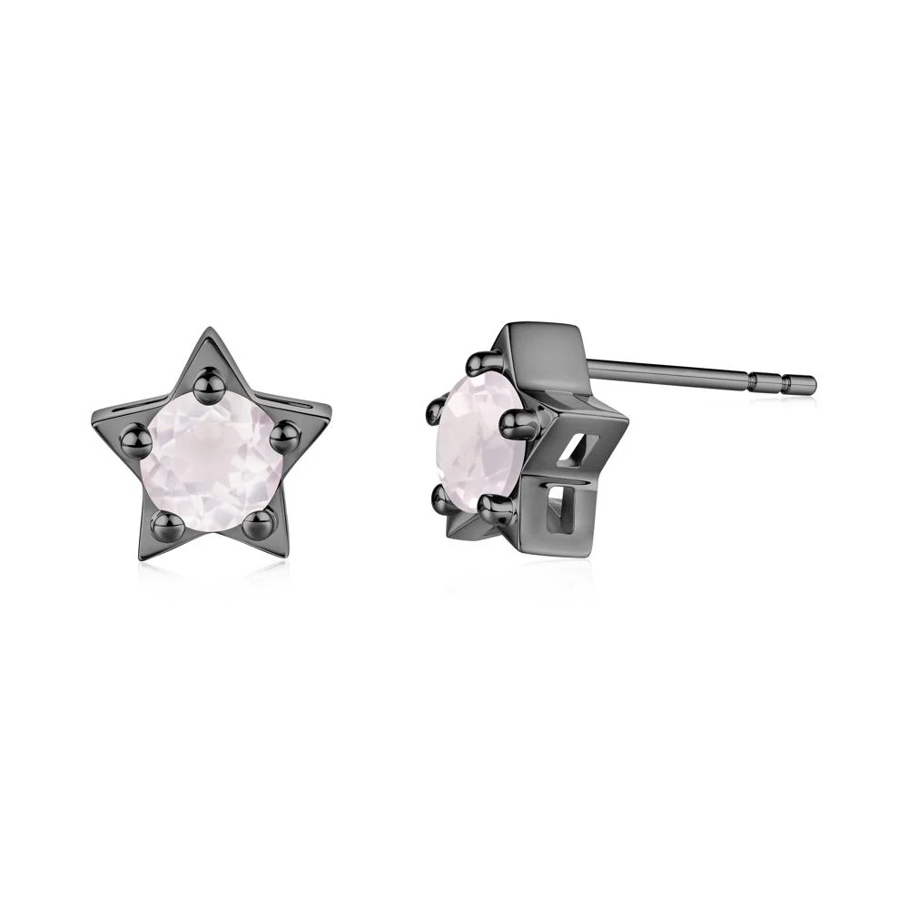Star Round Rose Quartz Stud Earrings - Image 7