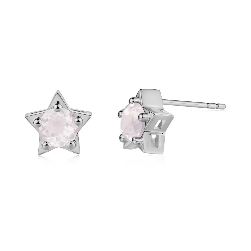 Star Round Rose Quartz Stud Earrings - Image 8