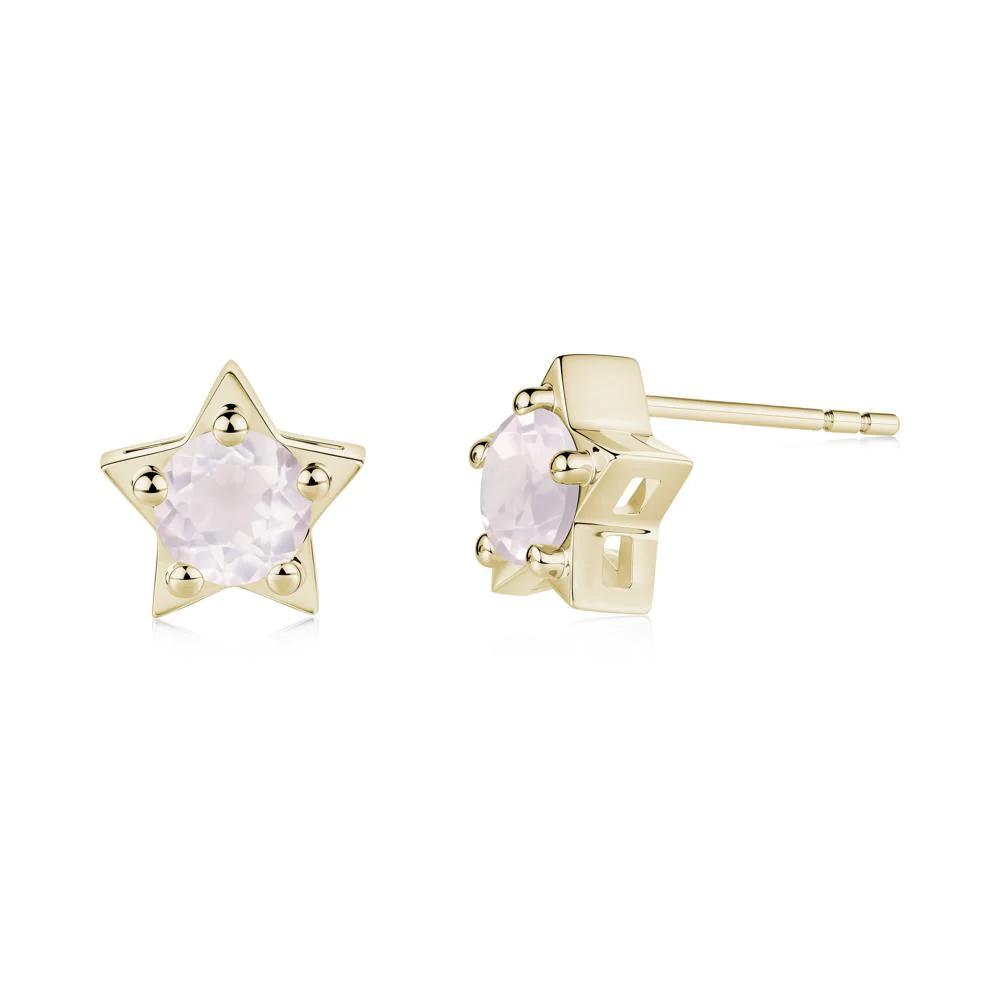 Star Round Rose Quartz Stud Earrings - Image 9