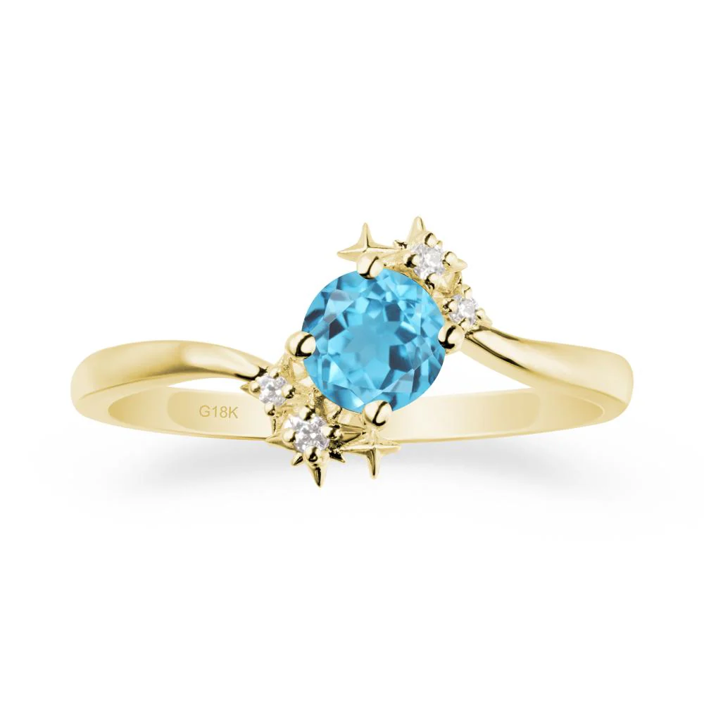 Star Round Swiss Blue Topaz Celestial Ring - Image 6