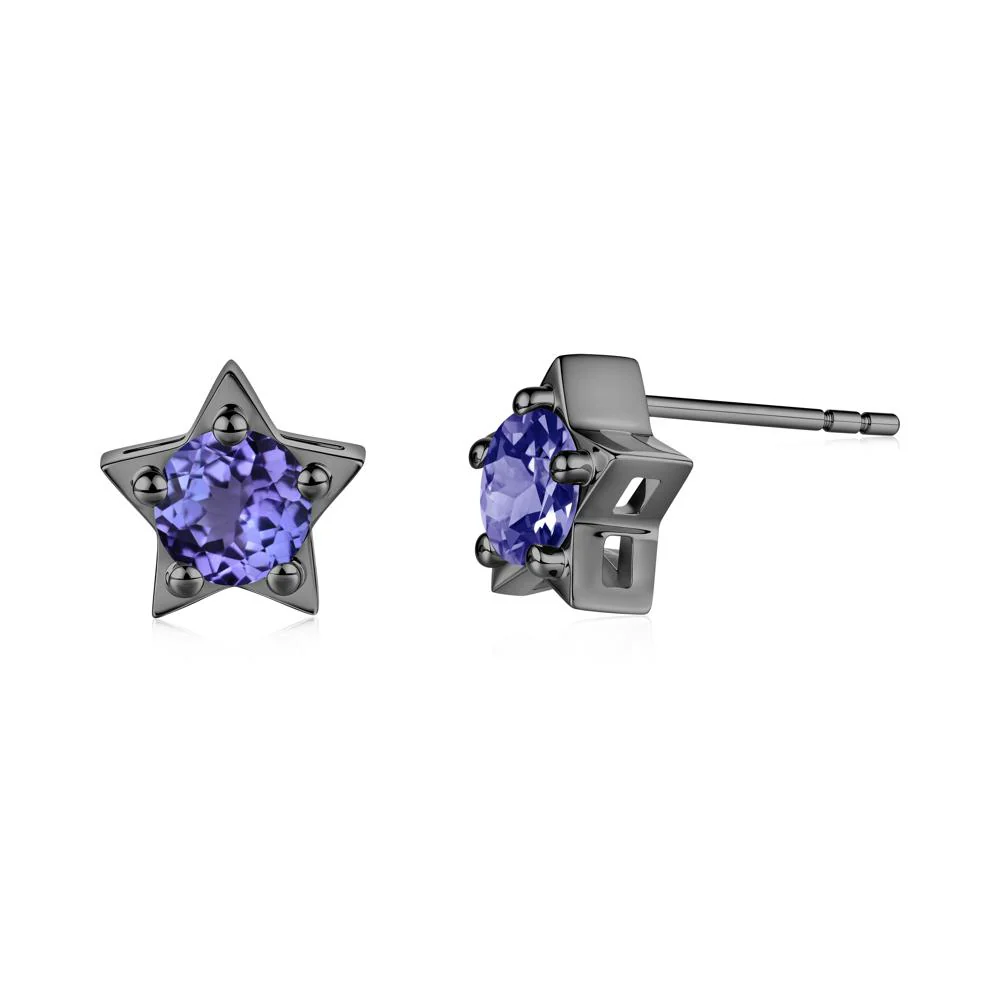 Star Round Tanzanite Stud Earrings - Image 6