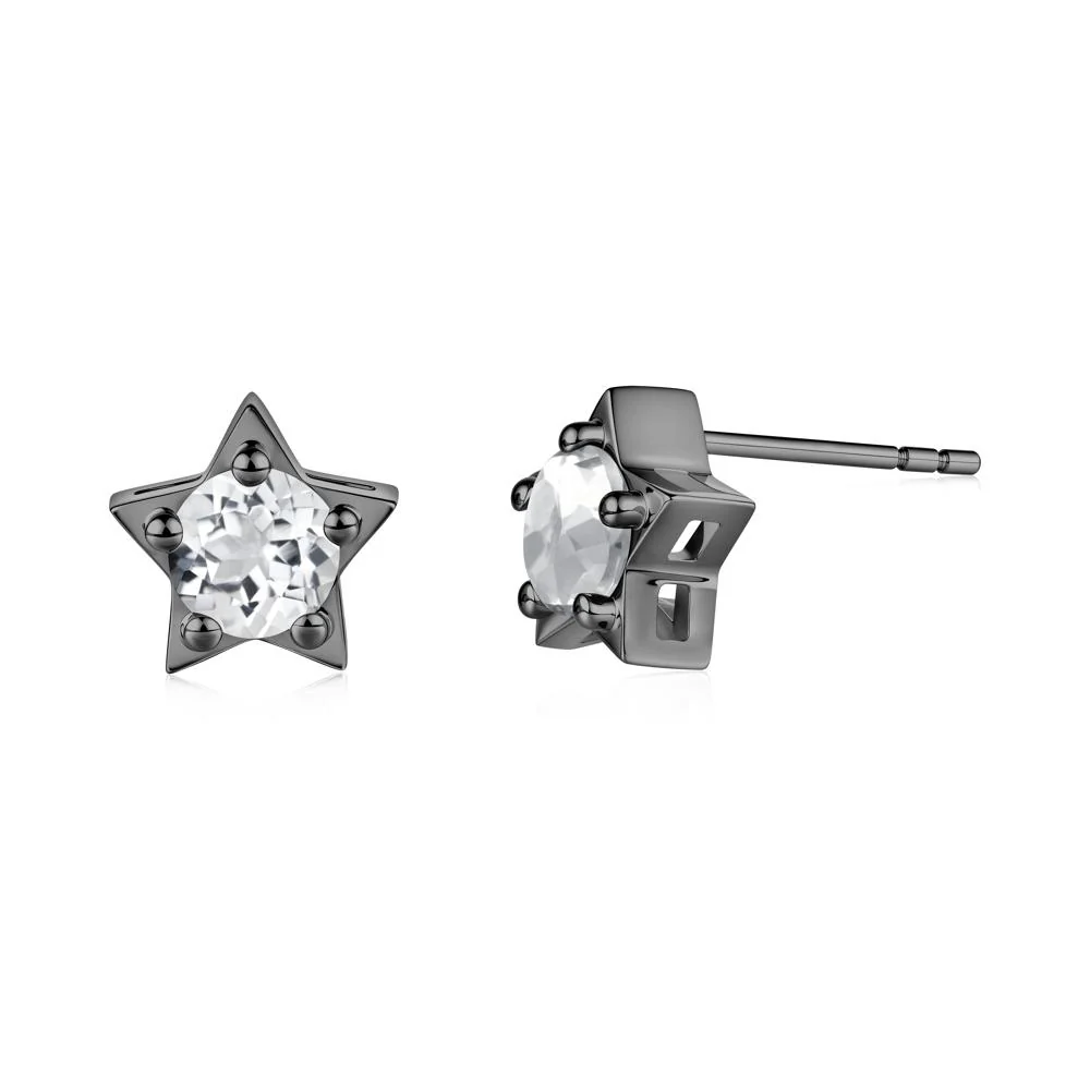 Star Round White Topaz Stud Earrings - Image 6