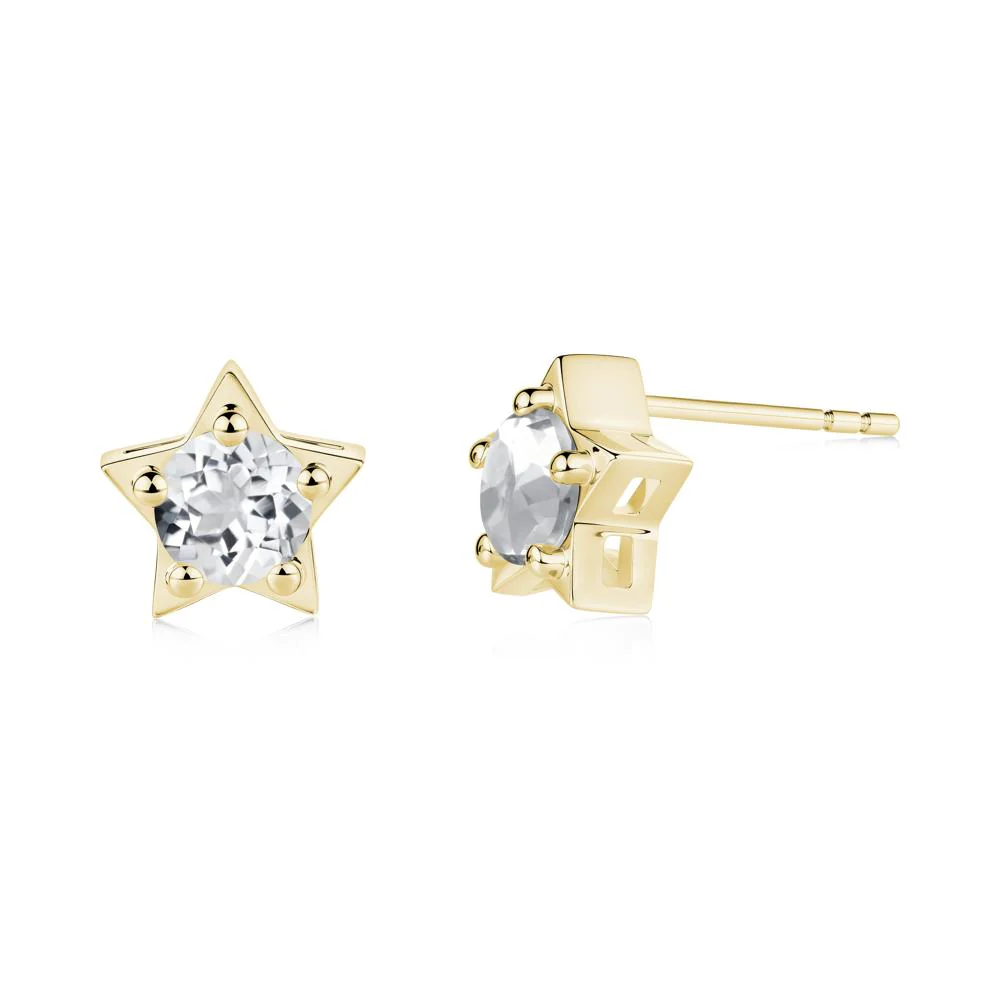 Star Round White Topaz Stud Earrings - Image 8