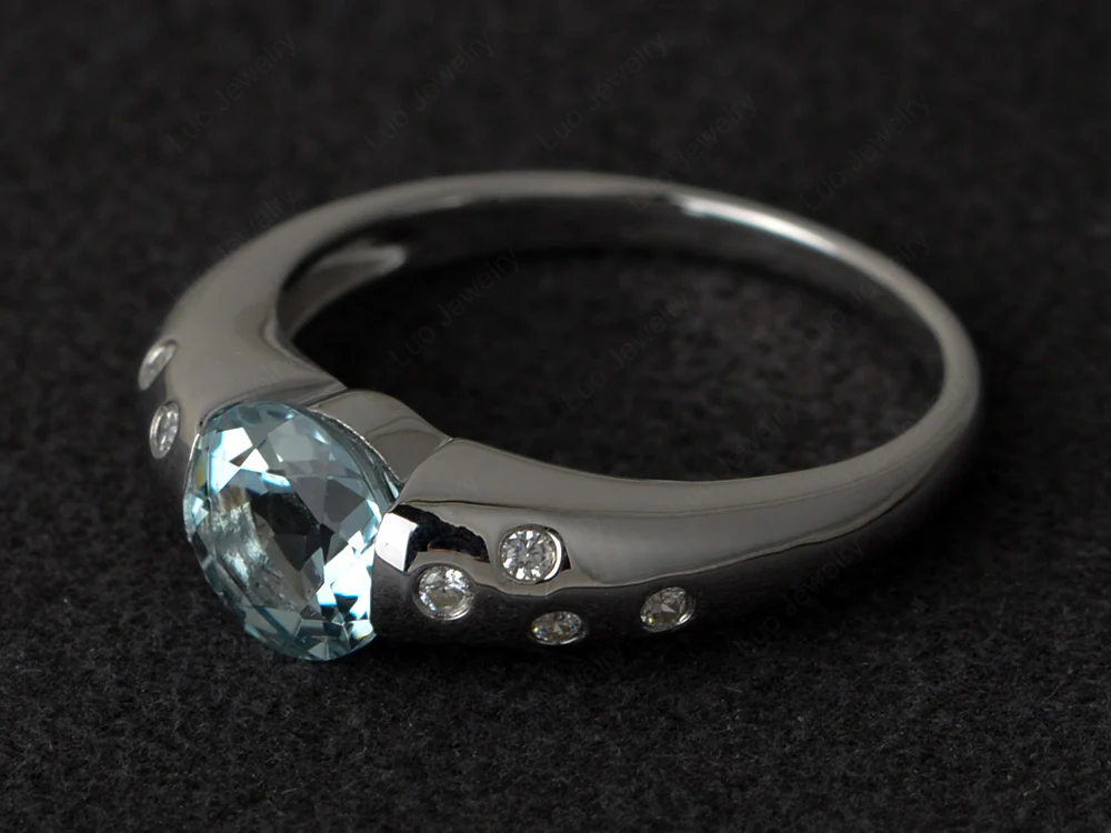 Aquamarine Low Setting Ring - Image 2