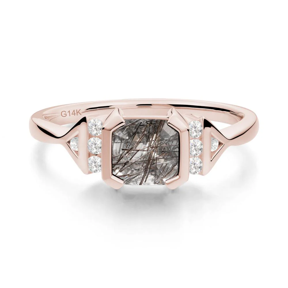 Statement Asscher Cut Black Rutilated Quartz Ring - Image 2