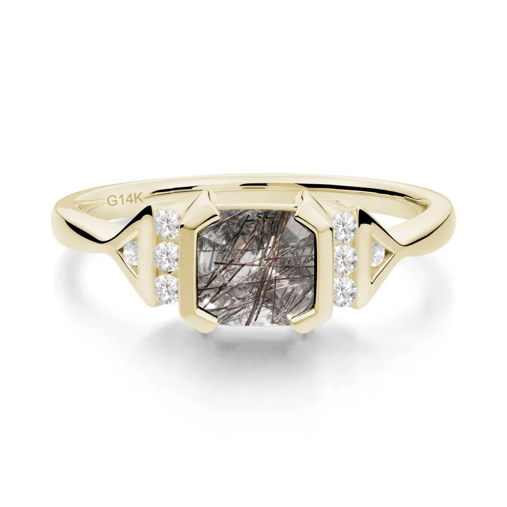 Statement Asscher Cut Black Rutilated Quartz Ring - Image 4