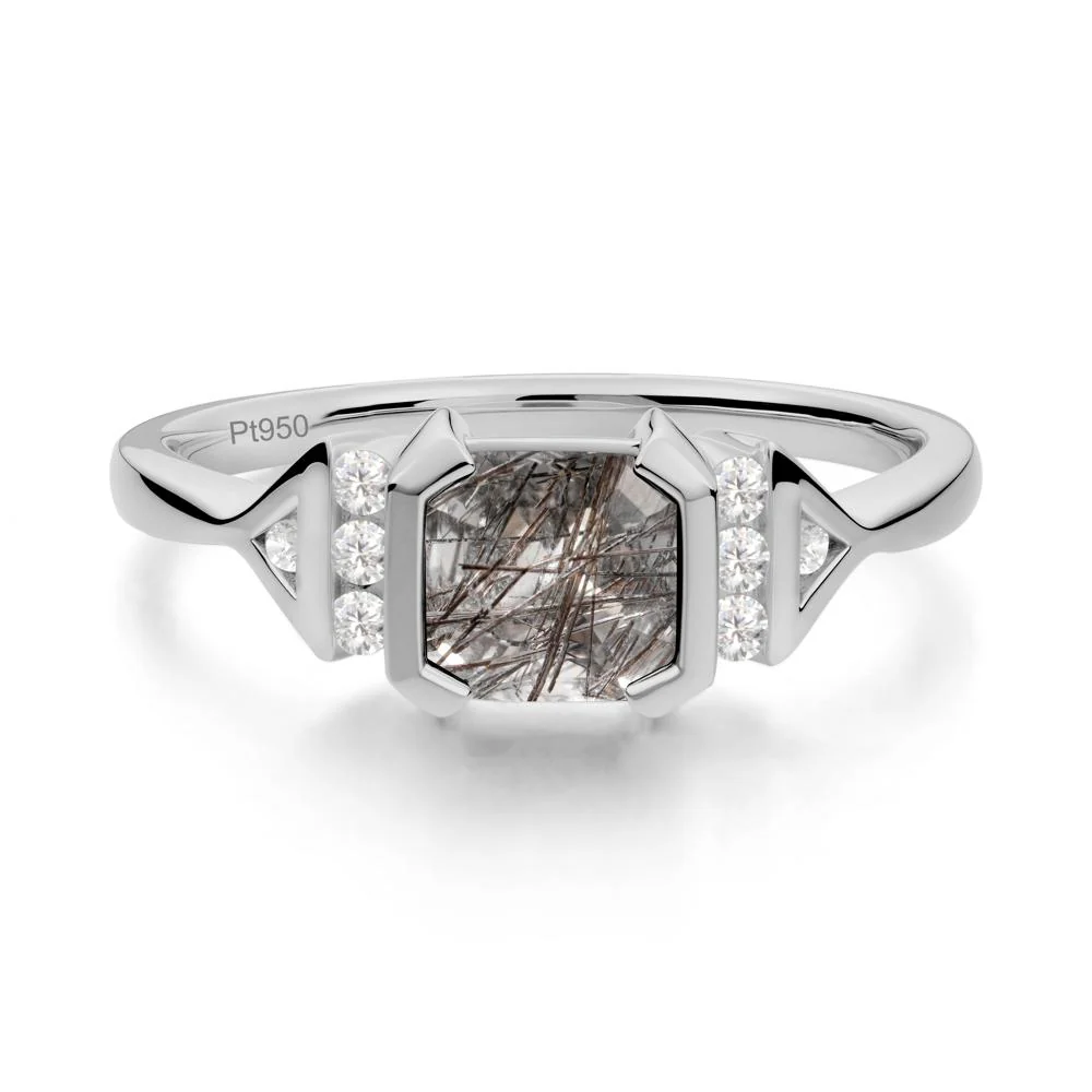 Statement Asscher Cut Black Rutilated Quartz Ring - Image 7