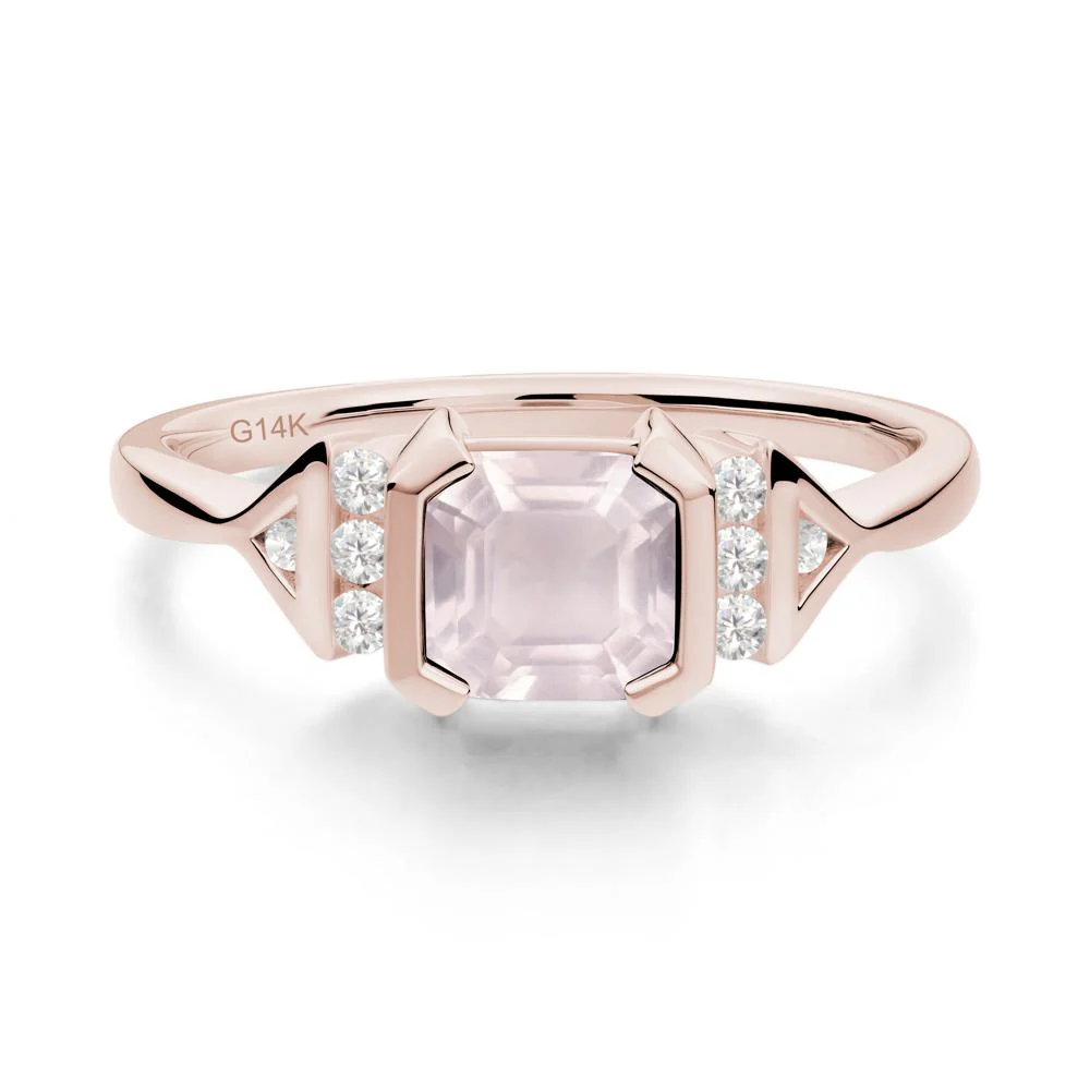 Statement Asscher Cut Rose Quartz Ring