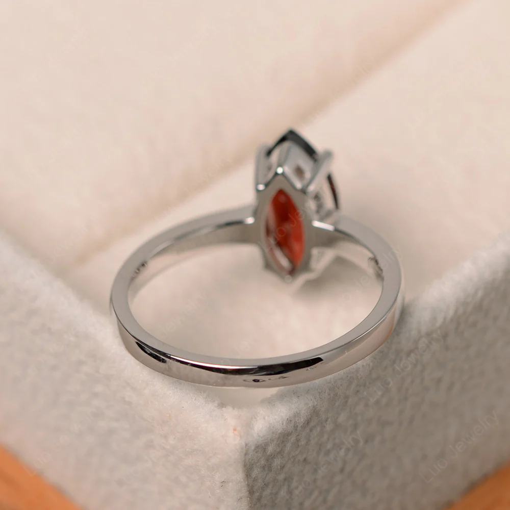 Garnet Marquise Solitaire Engagement Ring - Image 3