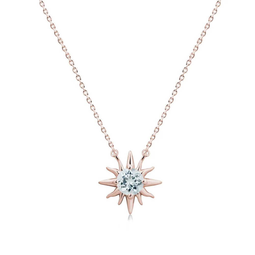 Sun Pendant Necklace with Aquamarine - Image 2