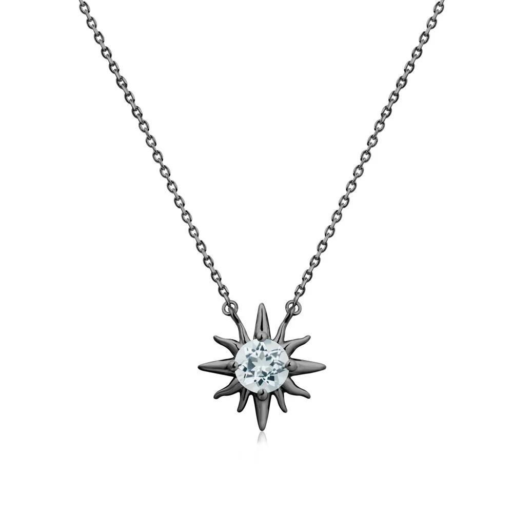 Sun Pendant Necklace with Aquamarine - Image 8