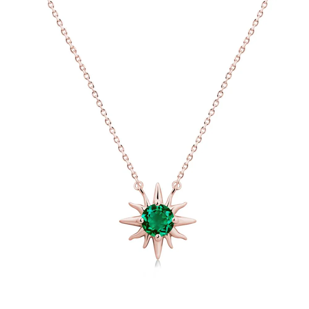 Sun Pendant Necklace with Emerald - Image 4