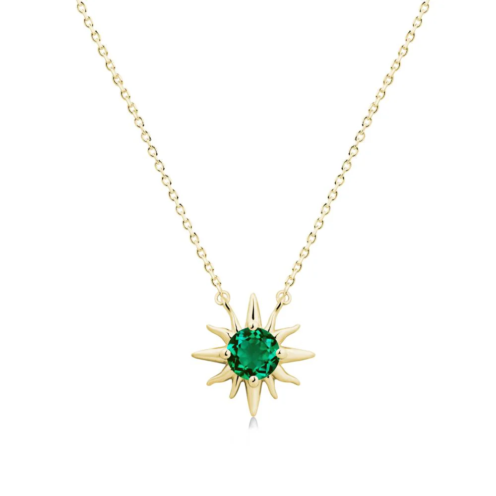 Sun Pendant Necklace with Emerald - Image 6