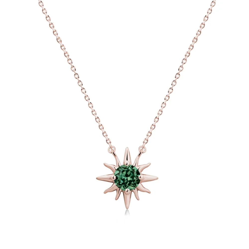 Sun Pendant Necklace with Green Sapphire - Image 2