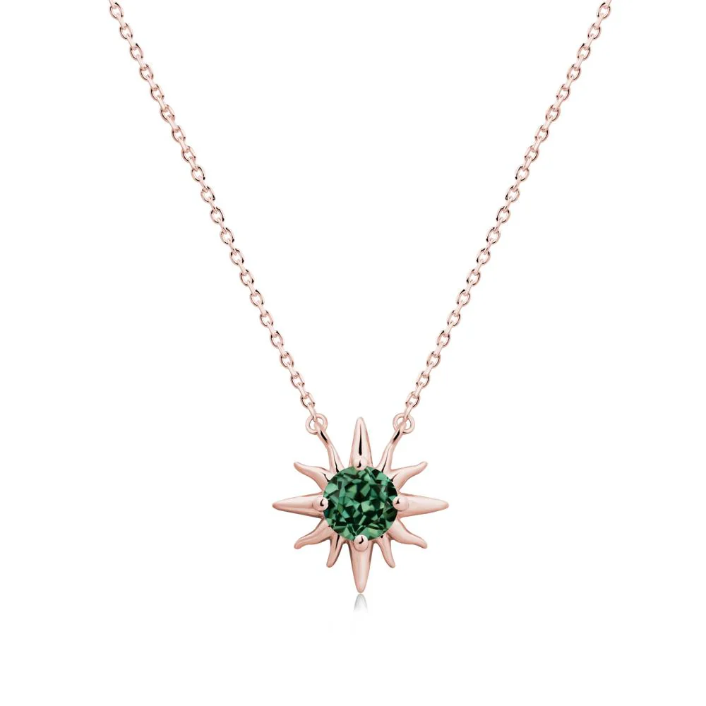 Sun Pendant Necklace with Green Sapphire - Image 4
