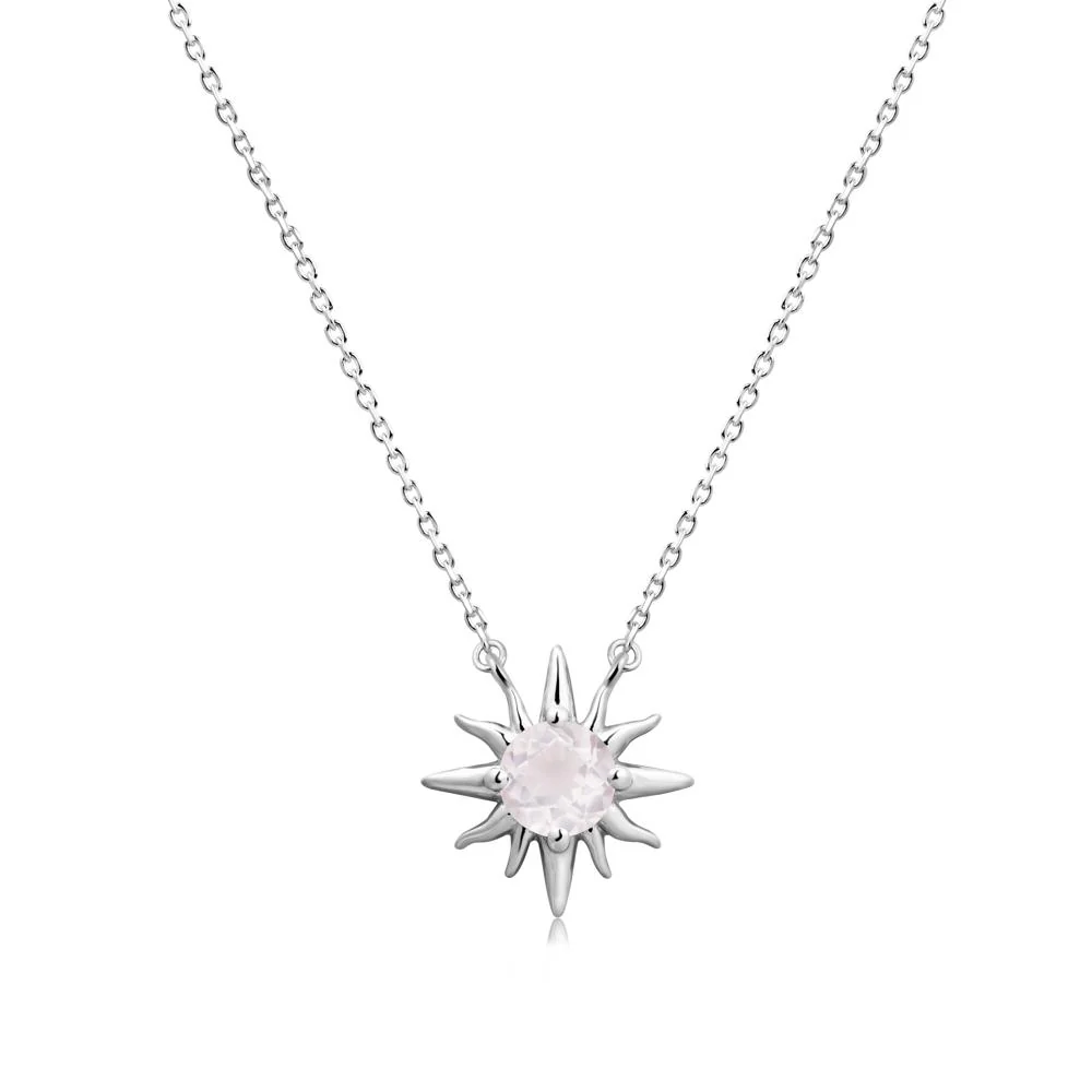 Sun Pendant Necklace with Rose Quartz - Image 3