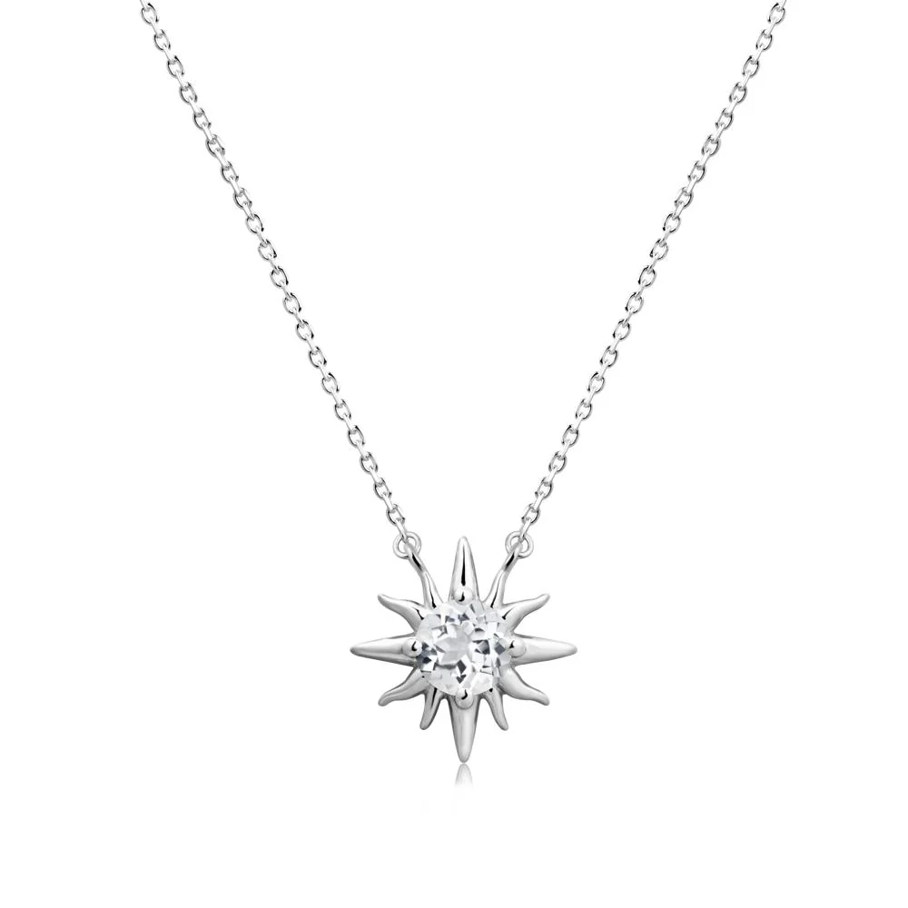 Sun Pendant Necklace with White Topaz - Image 5