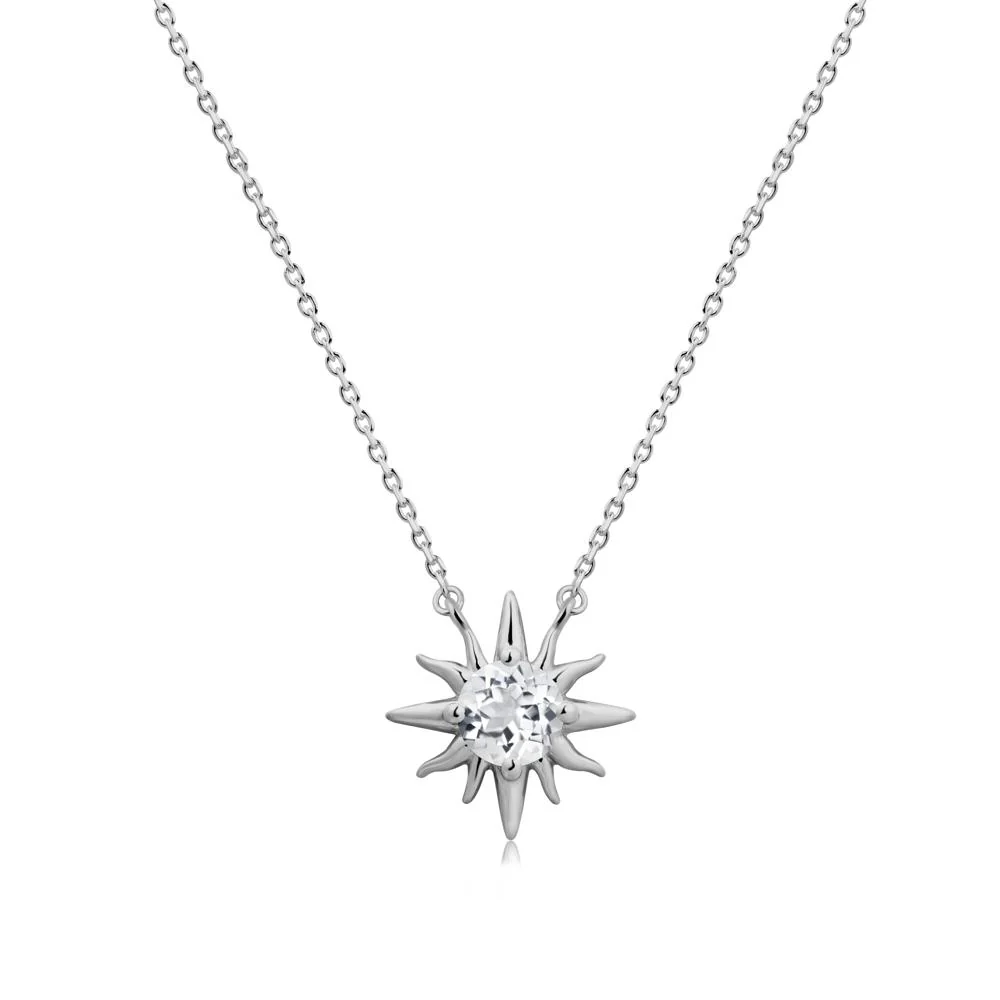 Sun Pendant Necklace with White Topaz - Image 8