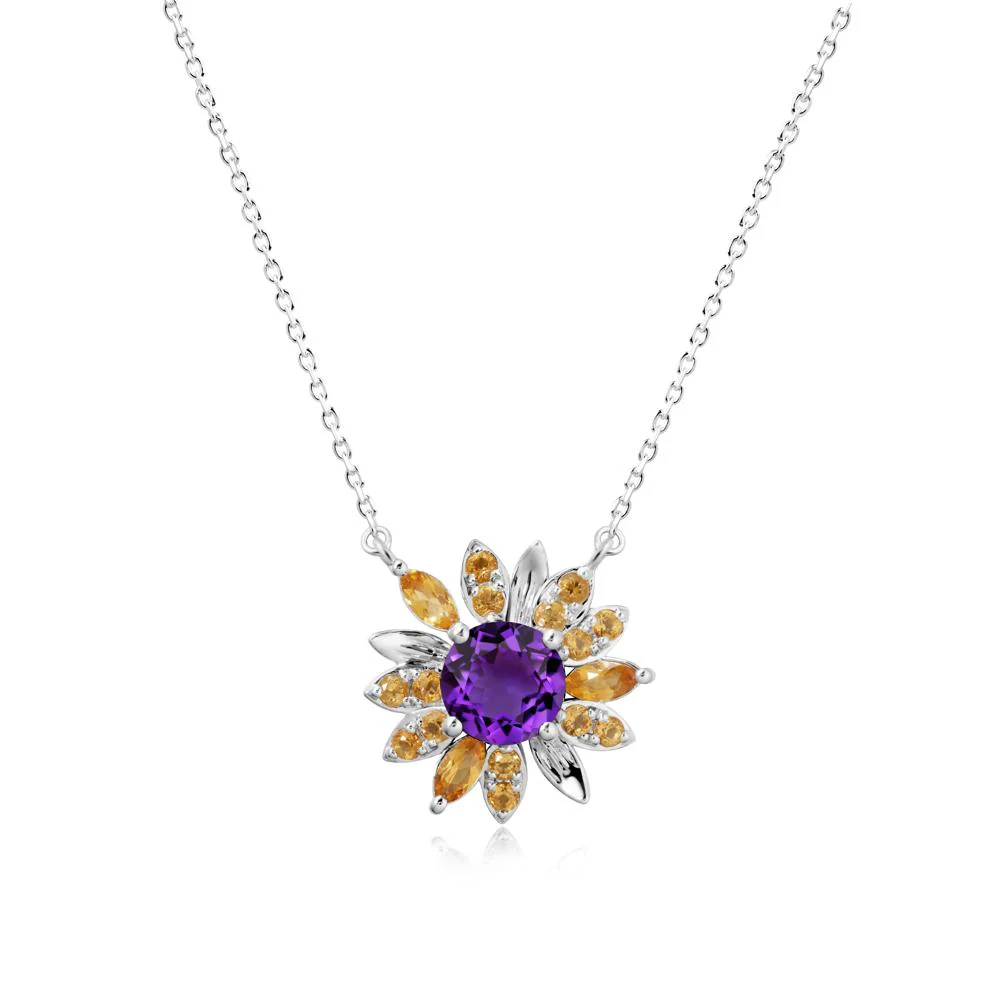 Sunflower Inspired Amethyst and Citrine Necklace - Image 2