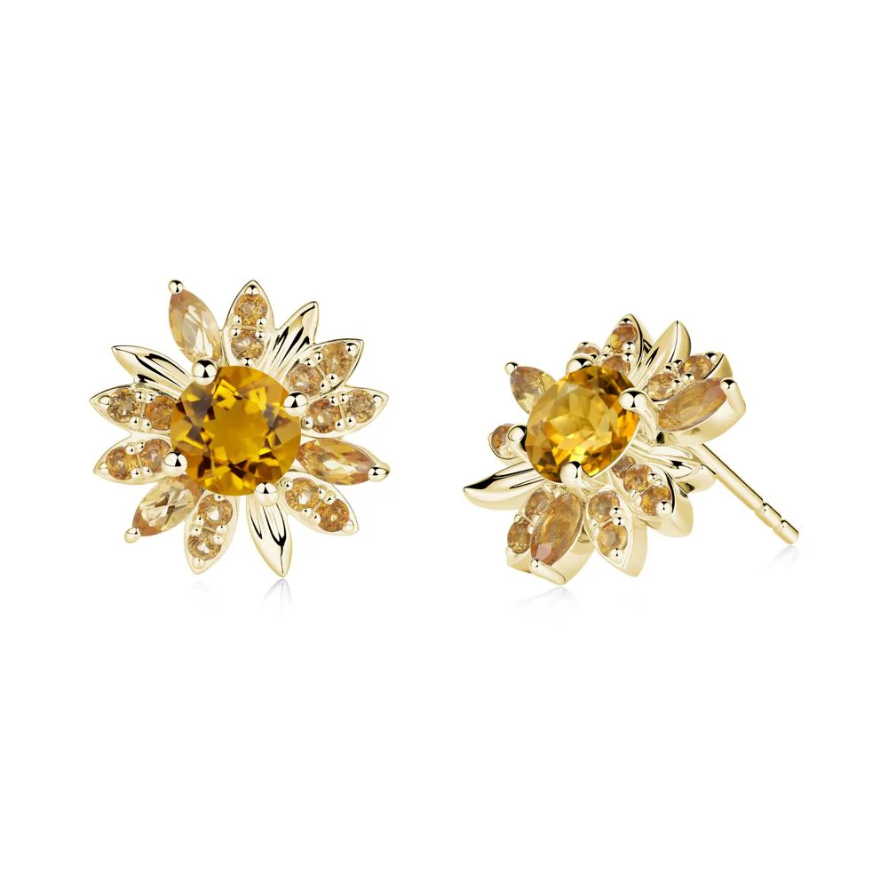Sunflower Inspired Citrine Stud Earrings - Image 2