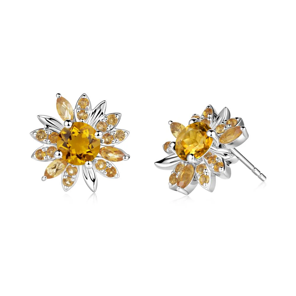 Sunflower Inspired Citrine Stud Earrings - Image 3