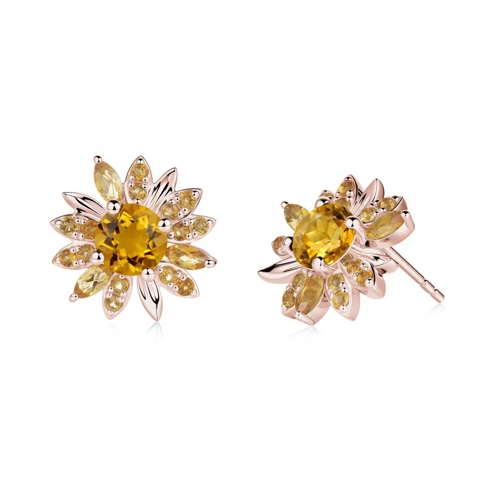 Sunflower Inspired Citrine Stud Earrings - Image 5
