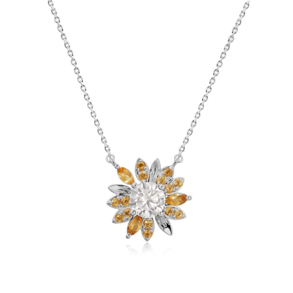 Sunflower Inspired Cubic Zirconia and Citrine Necklace - Image 8