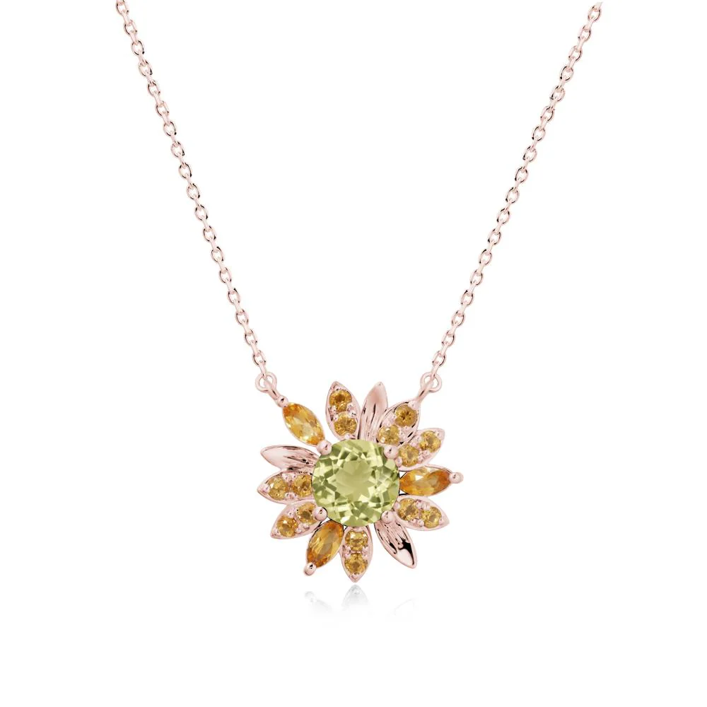 Sunflower Inspired Lemon Quartz and Citrine Necklace - Image 5