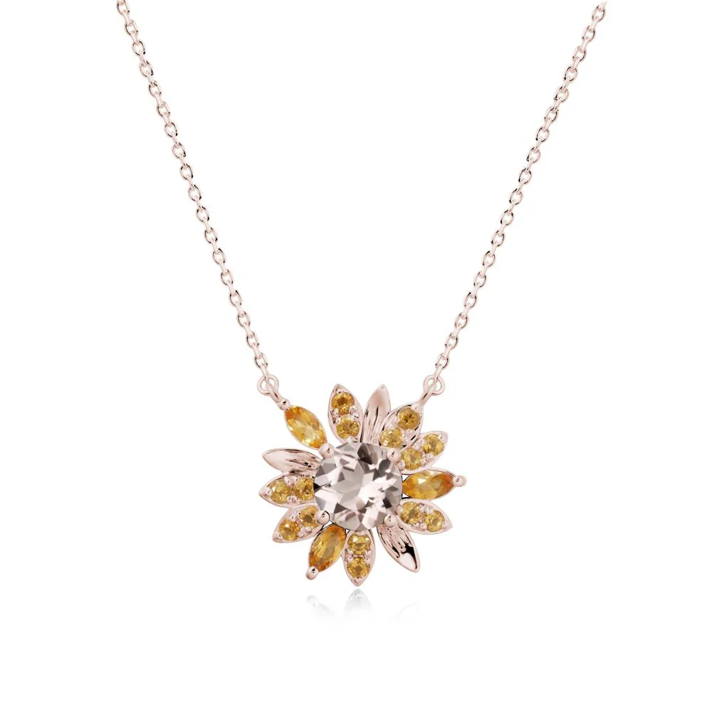 Sunflower Inspired Morganite and Citrine Necklace