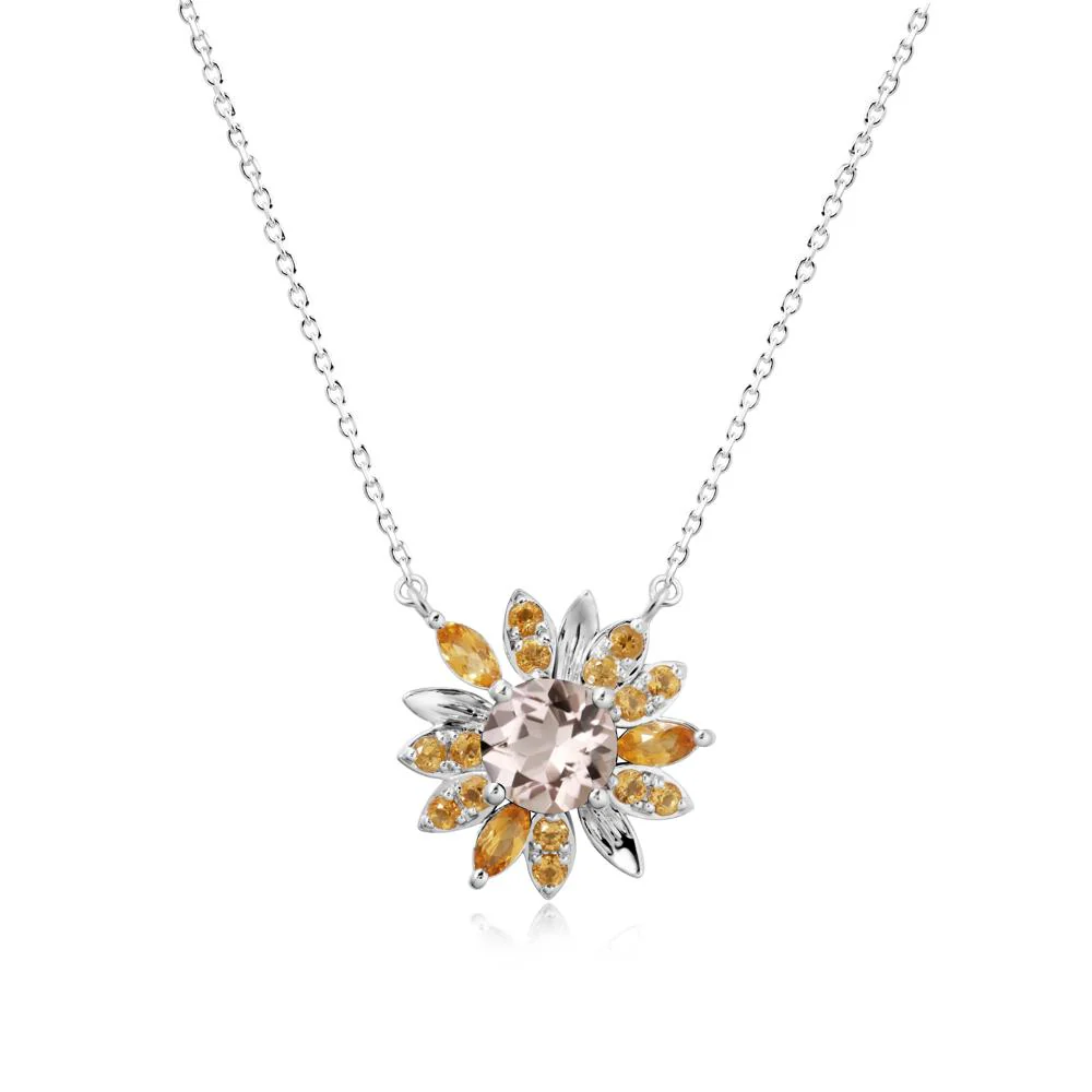 Sunflower Inspired Morganite and Citrine Necklace - Image 5
