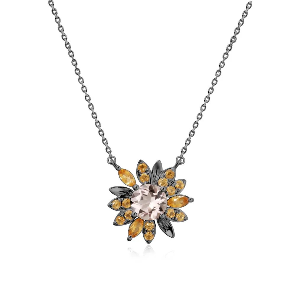 Sunflower Inspired Morganite and Citrine Necklace - Image 7