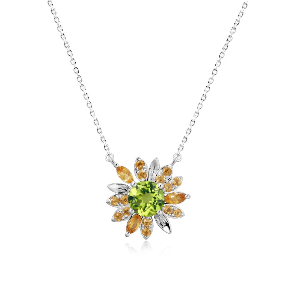 Sunflower Inspired Peridot and Citrine Necklace - Image 5