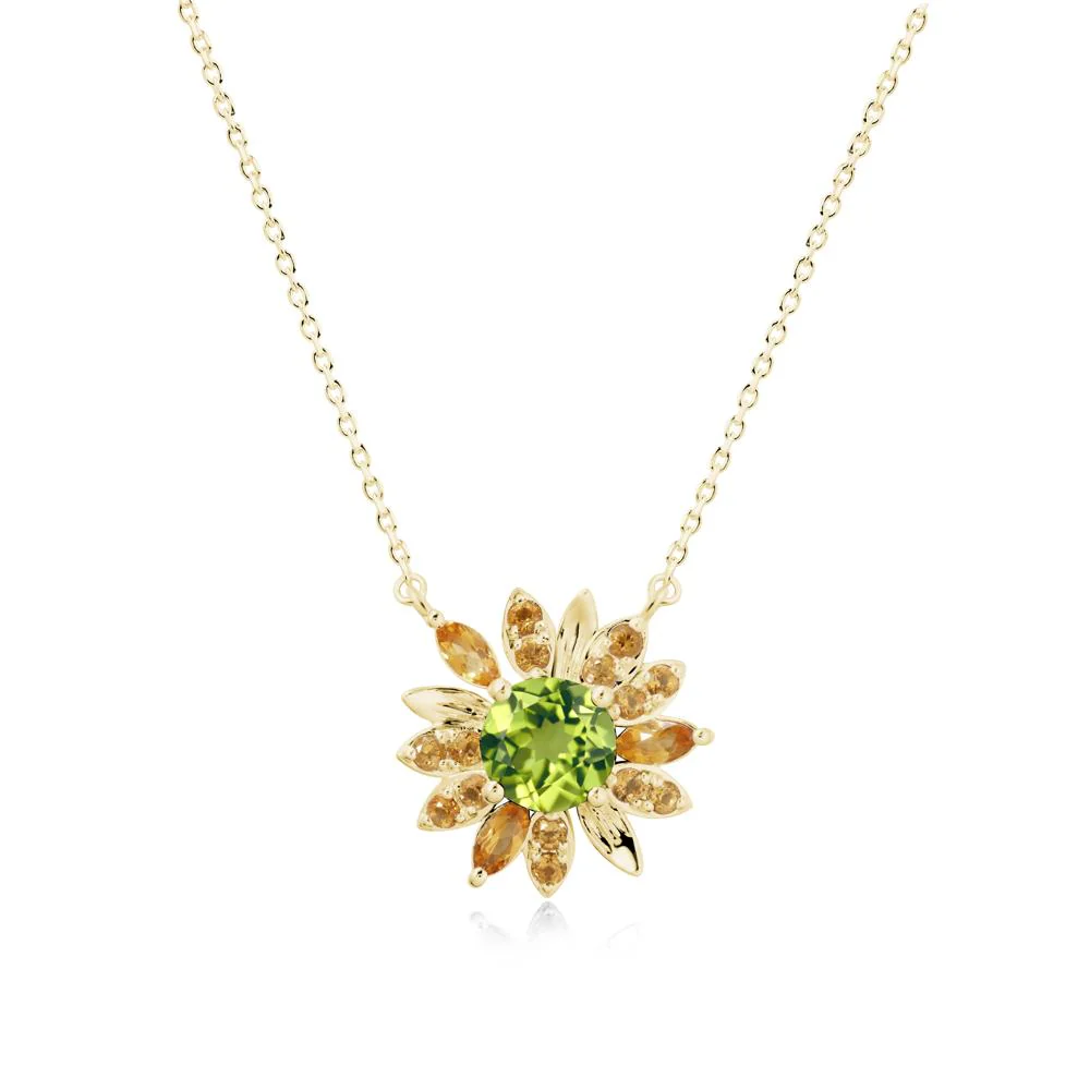 Sunflower Inspired Peridot and Citrine Necklace - Image 6