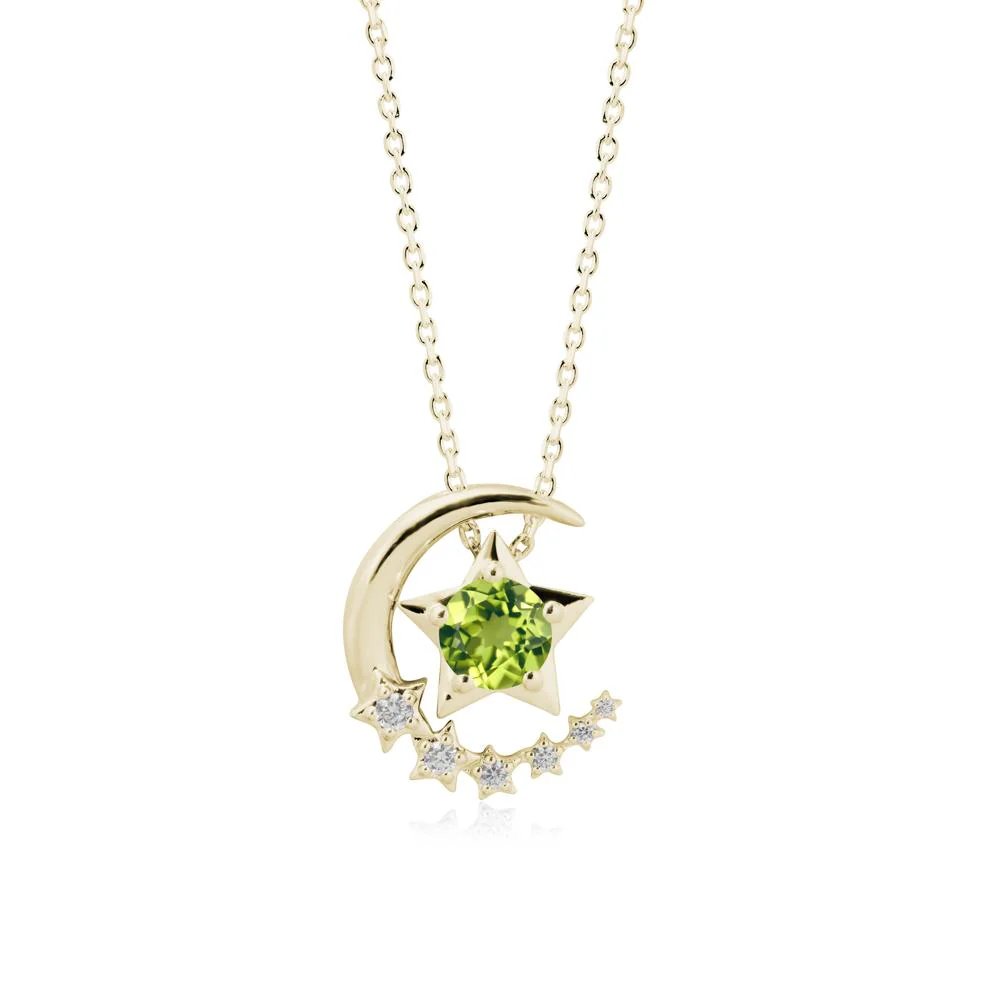 Swinging Star and Crescent Moon Peridot Necklace - Image 4