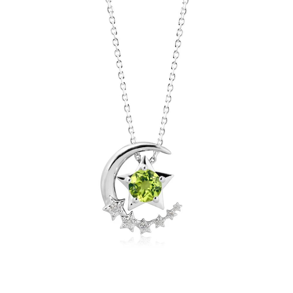 Swinging Star and Crescent Moon Peridot Necklace - Image 9