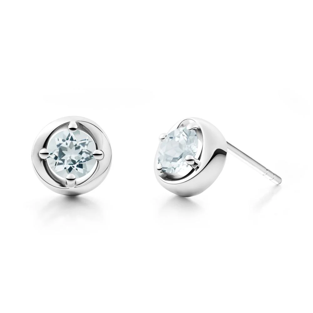 Swirl Aquamarine Stud Earrings - Image 2