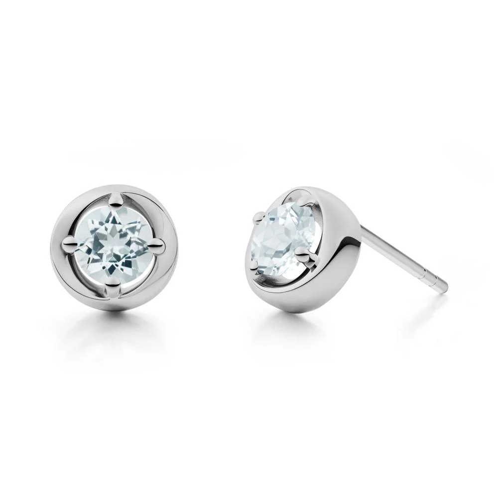 Swirl Aquamarine Stud Earrings - Image 7