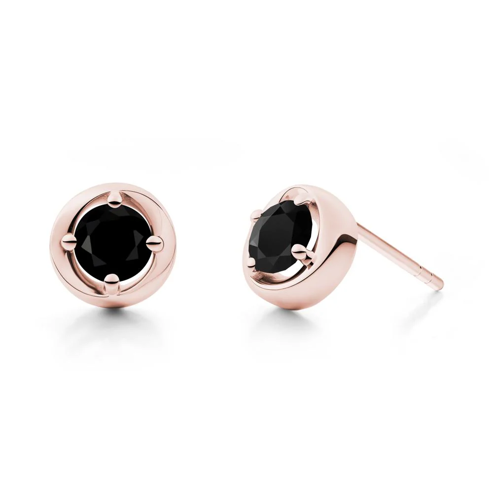 Swirl Black Spinel Stud Earrings - Image 2