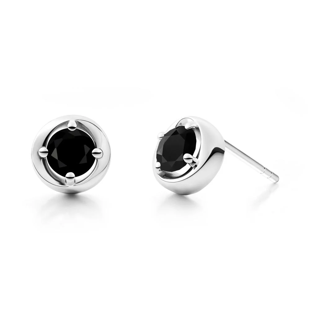 Swirl Black Spinel Stud Earrings - Image 3