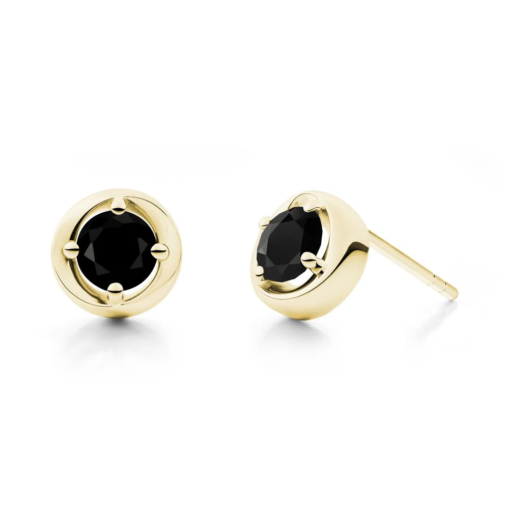 Swirl Black Spinel Stud Earrings - Image 6