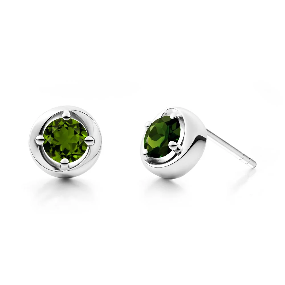 Swirl Diopside Stud Earrings - Image 2
