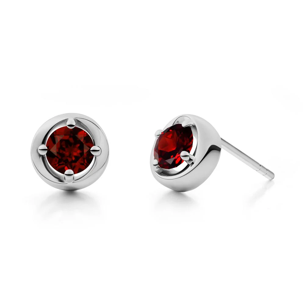 Swirl Garnet Stud Earrings