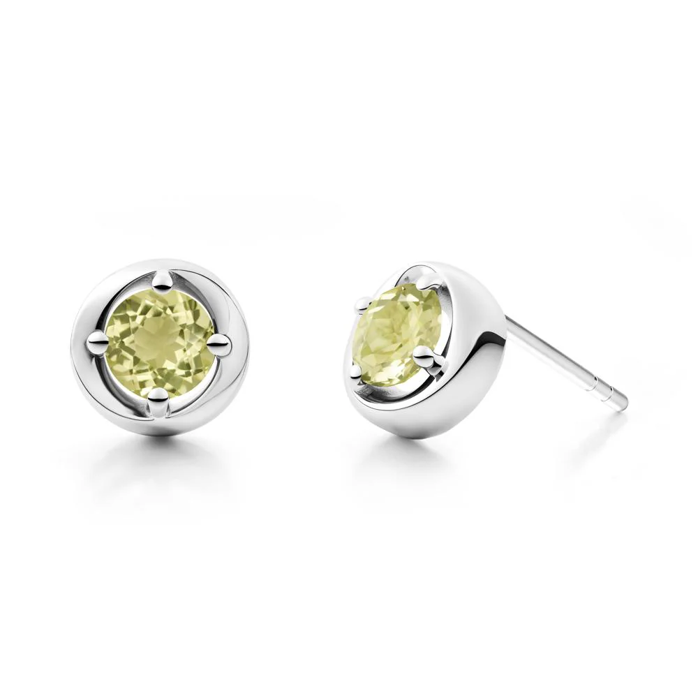 Swirl Lemon Quartz Stud Earrings