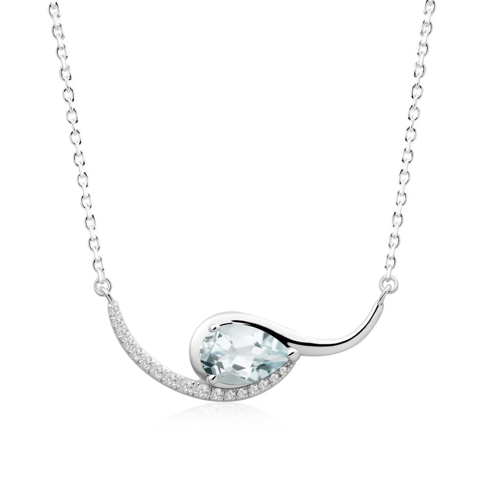 Swirl Pear Shaped Aquamarine Necklace