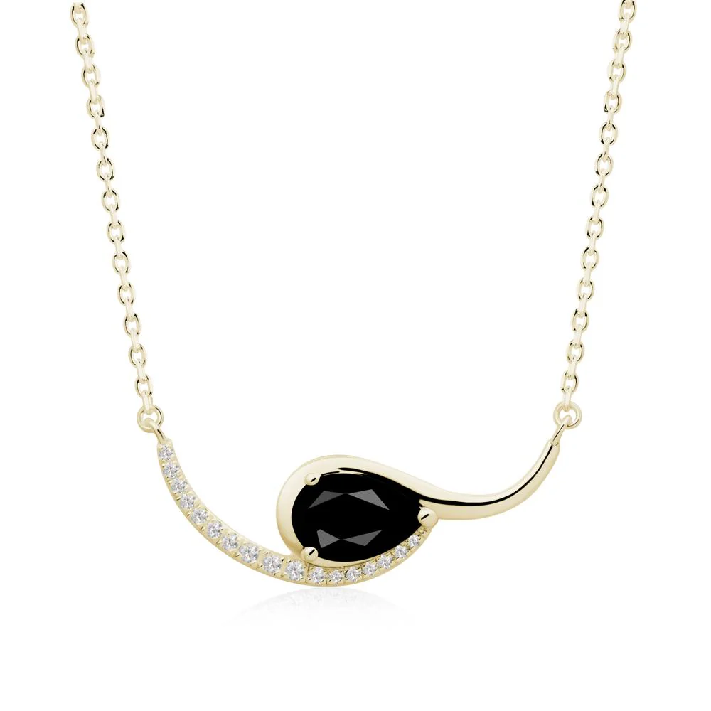 Swirl Pear Shaped Black Spinel Necklace - Image 3
