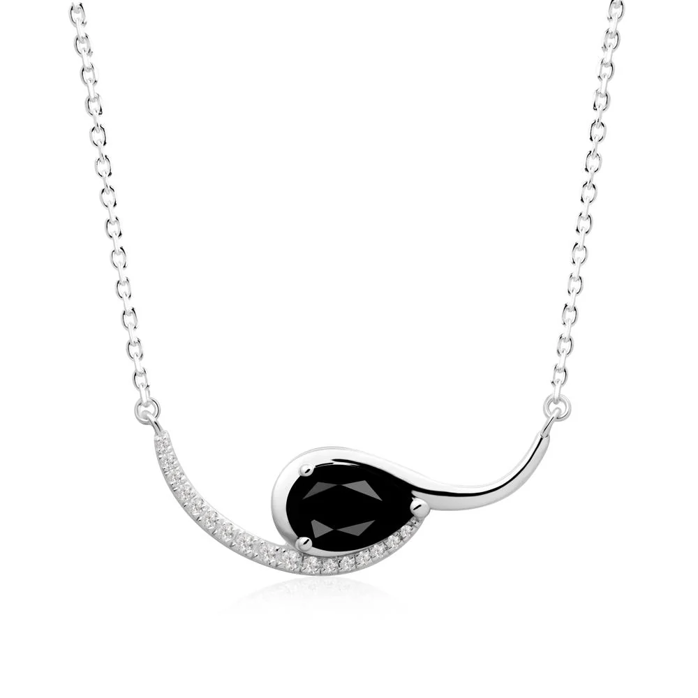 Swirl Pear Shaped Black Spinel Necklace - Image 9