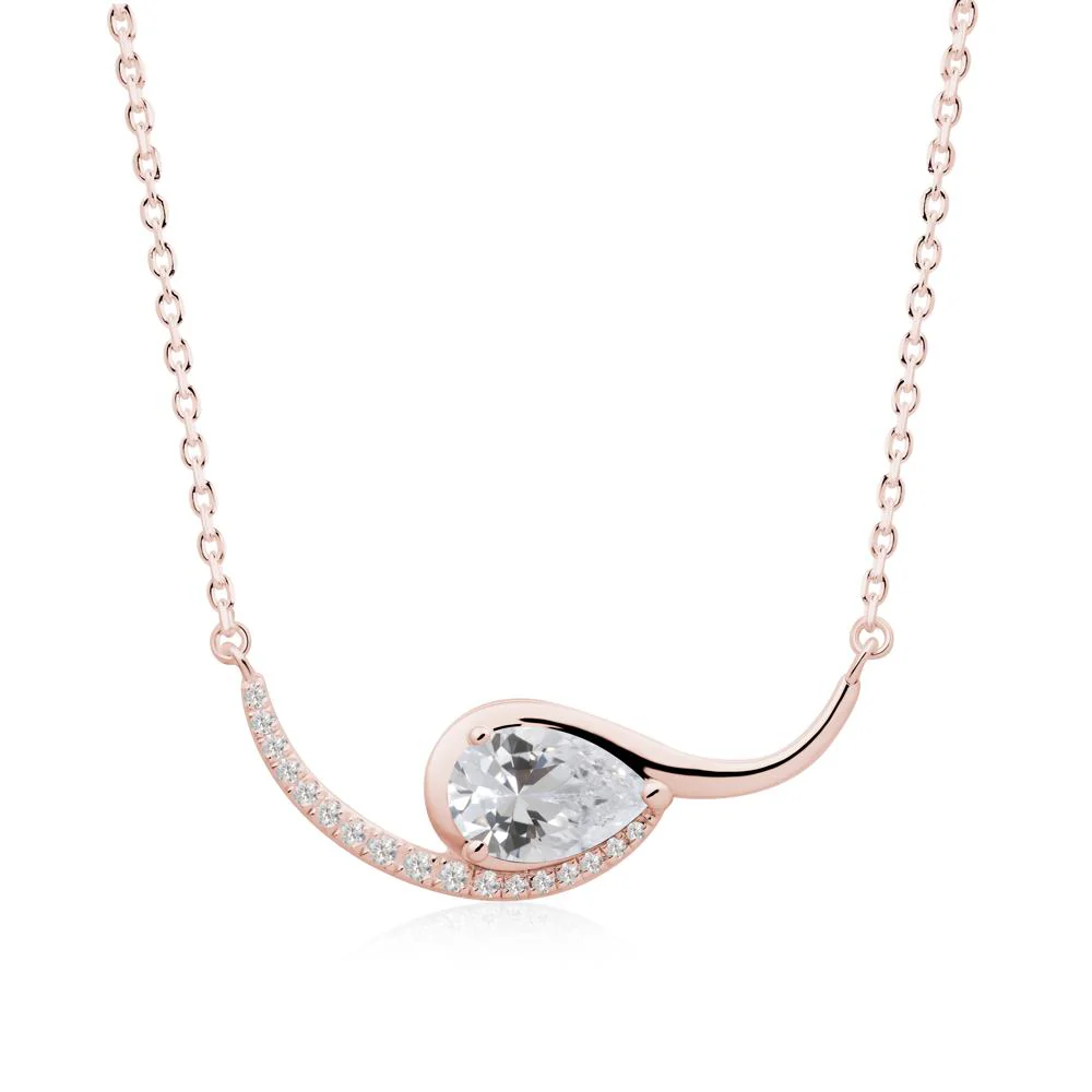 Swirl Pear Shaped Cubic Zirconia Necklace - Image 3