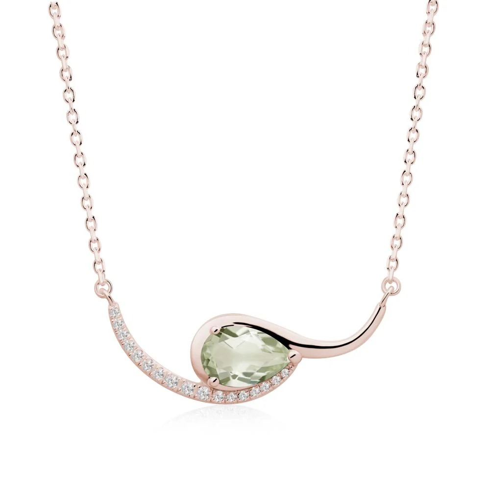 Swirl Pear Shaped Green Amethyst Necklace